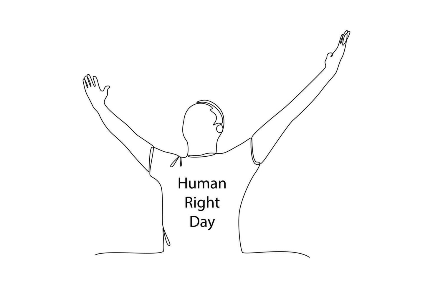 One continuous line drawing of December 10, World Human Rights Day concept. Doodle vector illustration in simple linear style.