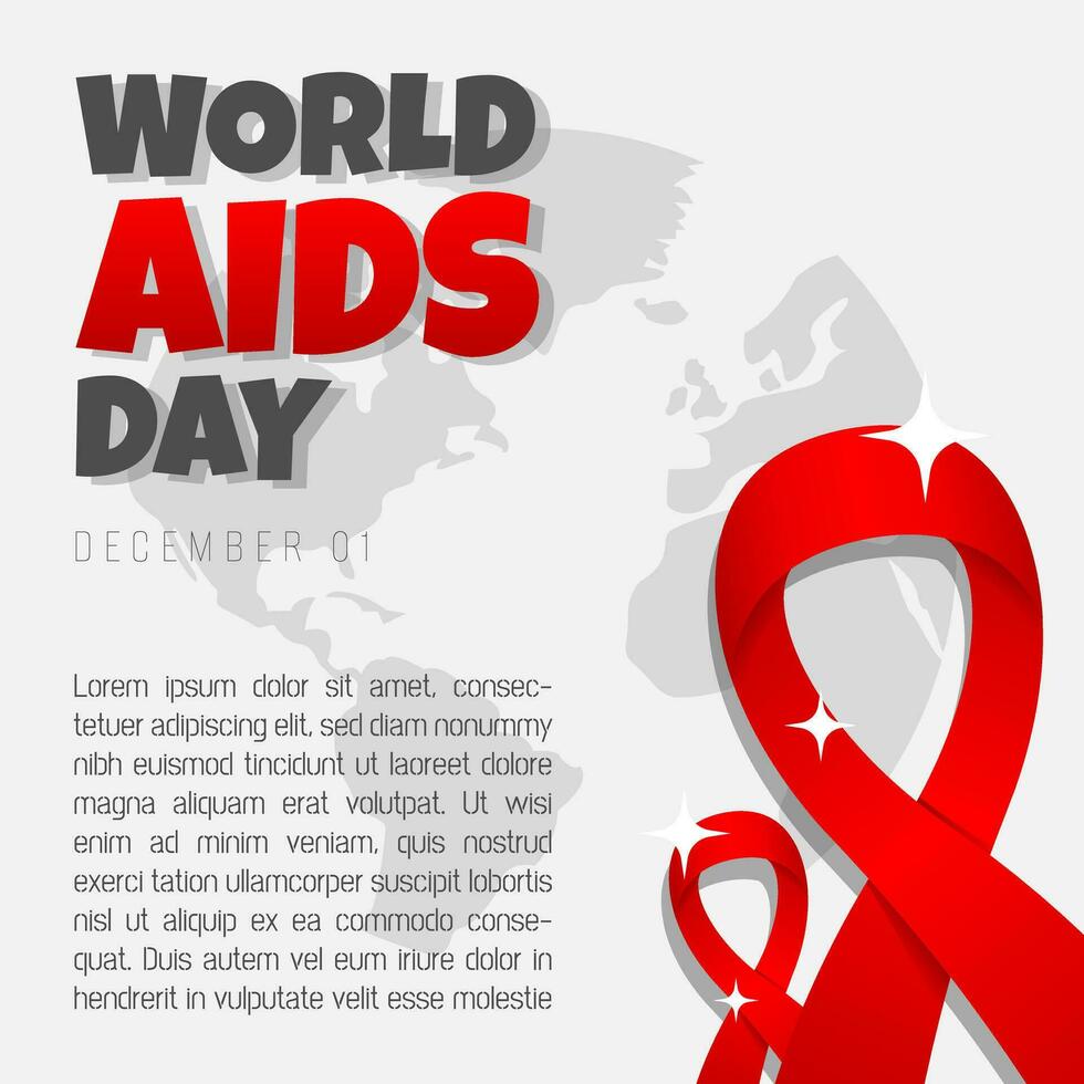World Aids Day template with ribbon and globe vector
