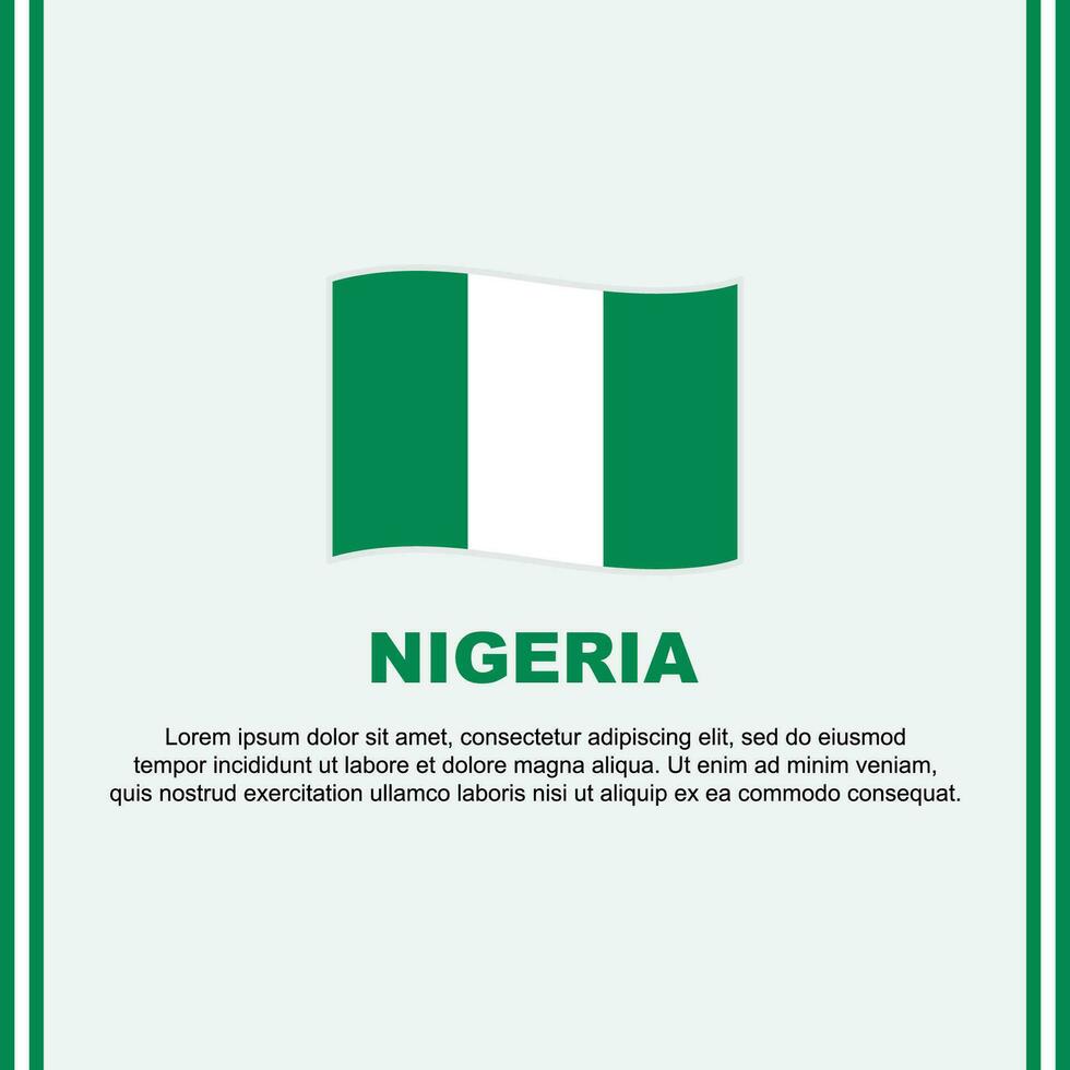 Nigeria Flag Background Design Template. Nigeria Independence Day Banner Social Media Post. Nigeria Cartoon vector