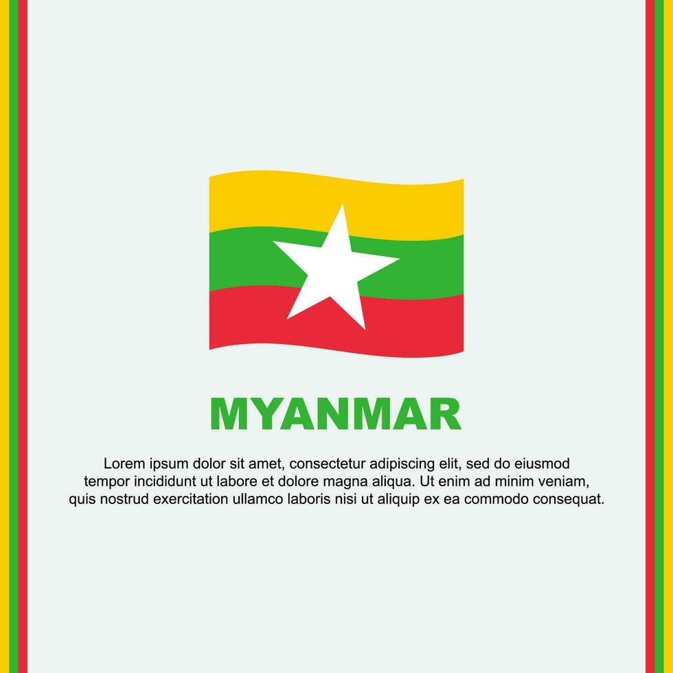 Myanmar Flag Background Design Template. Myanmar Independence Day Banner Social Media Post. Myanmar Cartoon vector