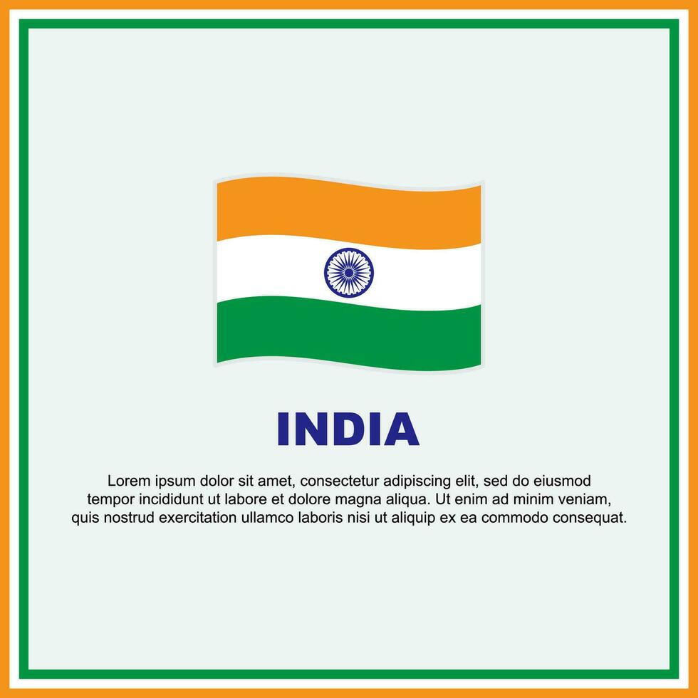 India Flag Background Design Template. India Independence Day Banner Social Media Post. India Banner vector