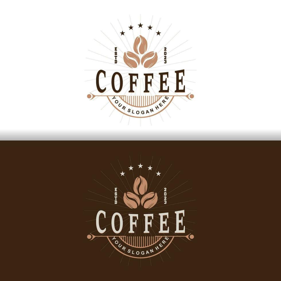 Coffee Logo, Simple Caffeine Drink Design from Coffee Beans, for Cafe, Bar, Restaurant or Product Brand Business vector