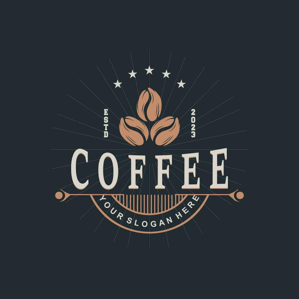 Coffee Logo, Simple Caffeine Drink Design from Coffee Beans, for Cafe, Bar, Restaurant or Product Brand Business vector