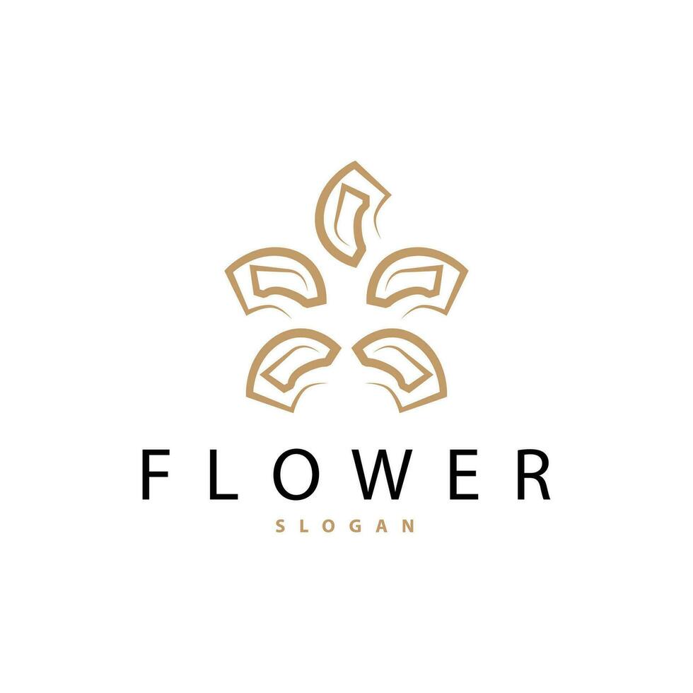 Simple Flower Logo, Vector Ornamental Plant Line Design for Business Brand, Template Illustration