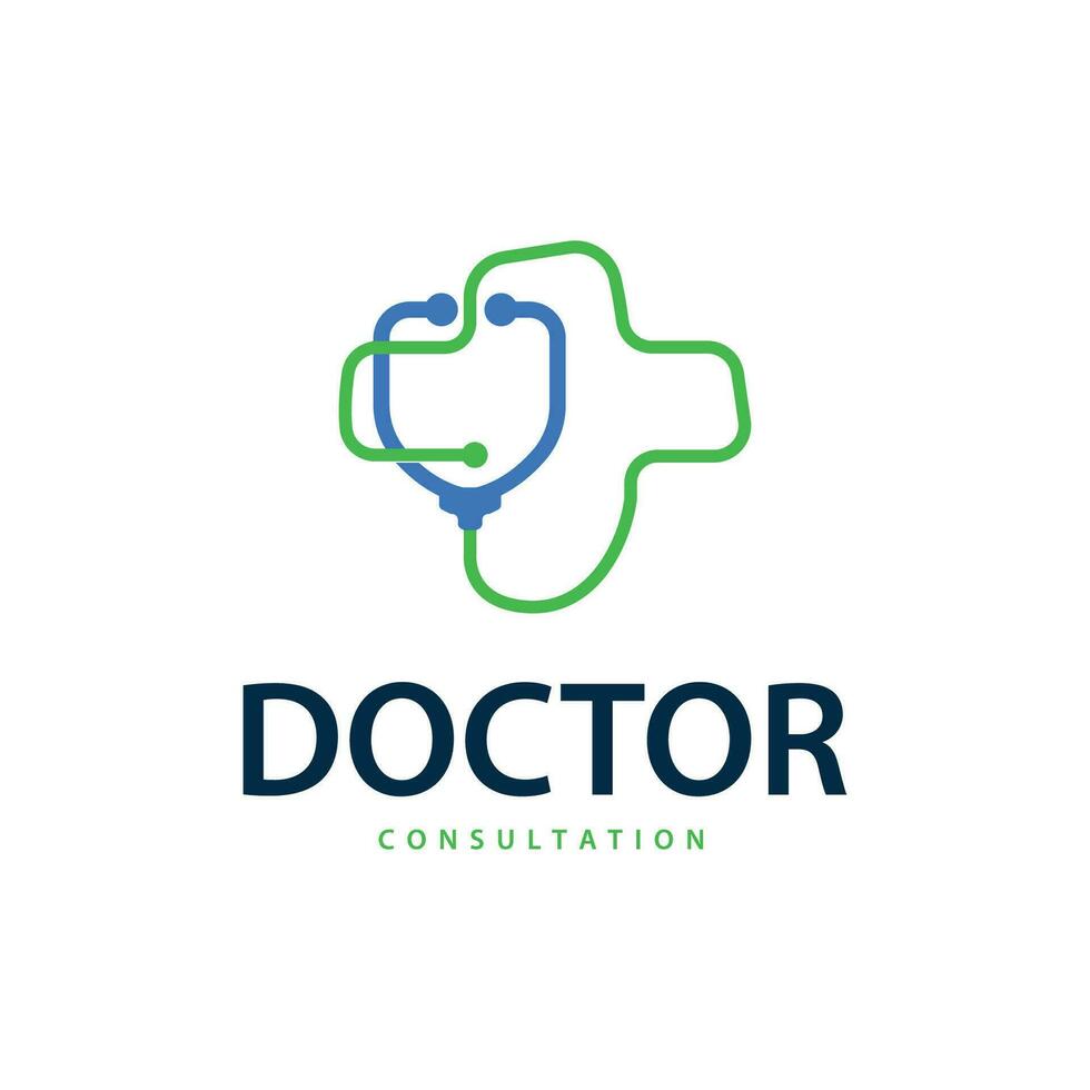 Stethoscope Logo, Simple Line Model Health Care Logo Design for Business Brands, Illustration Templet vector