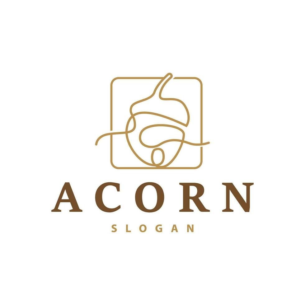 Acorn Logo, Nut Design With Oak Leaves Simple, Templet Illustration Vector