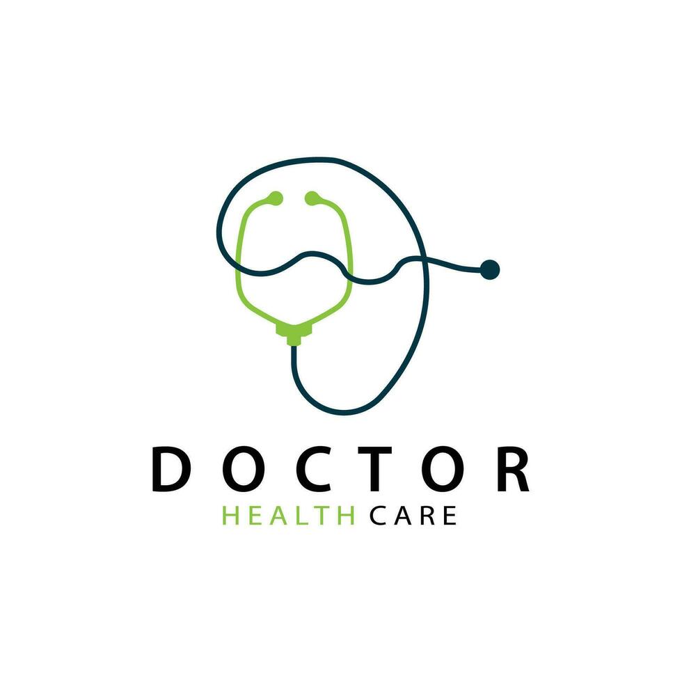 Stethoscope Logo, Simple Line Model Health Care Logo Design for Business Brands, Illustration Templet vector