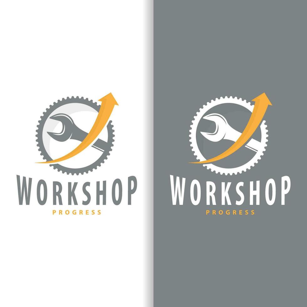 Repair Workshop Logo, Simple Key and Gear Design for a Simple Vehicle Repair Business, Vector Templet Illustration