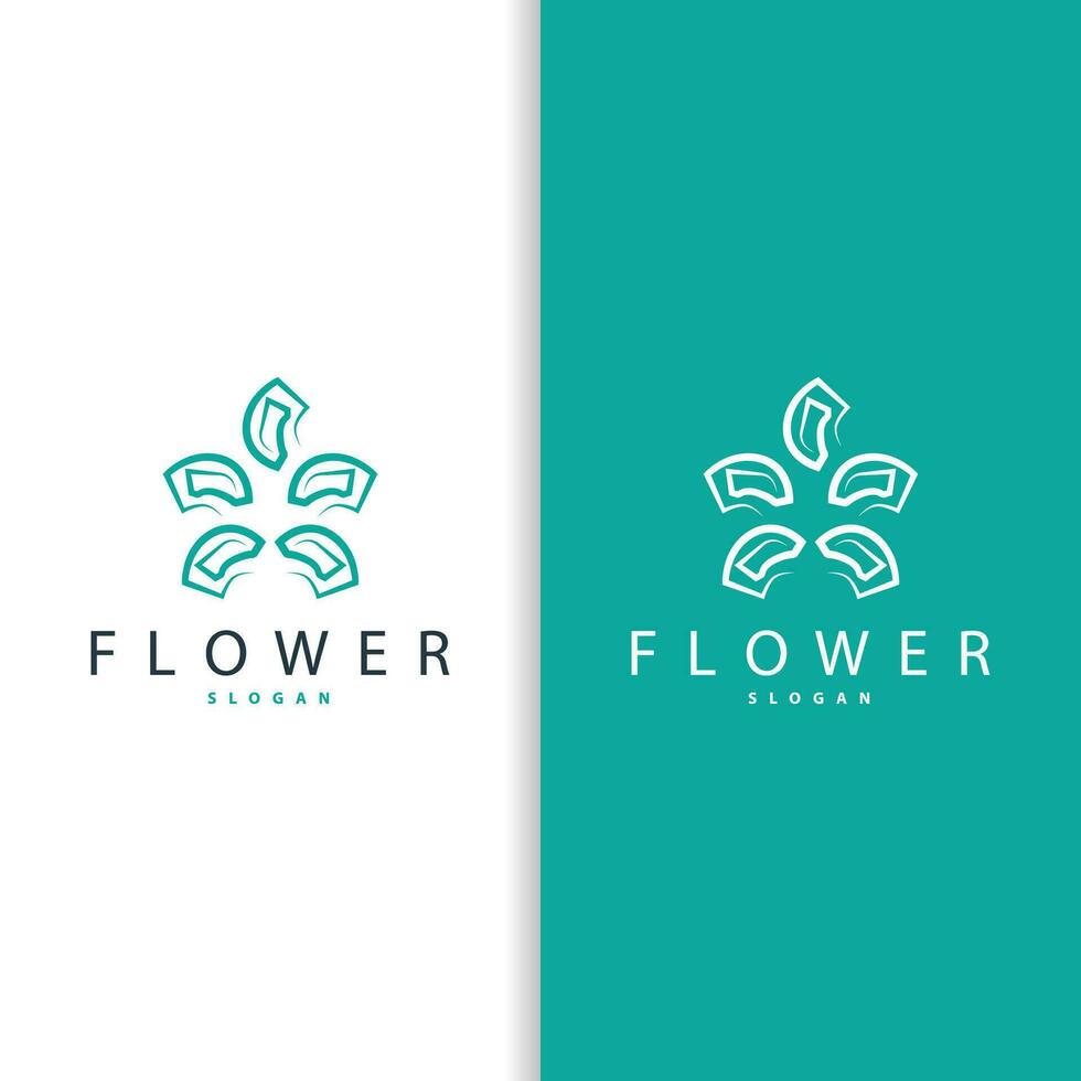 Simple Flower Logo, Vector Ornamental Plant Line Design for Business Brand, Template Illustration