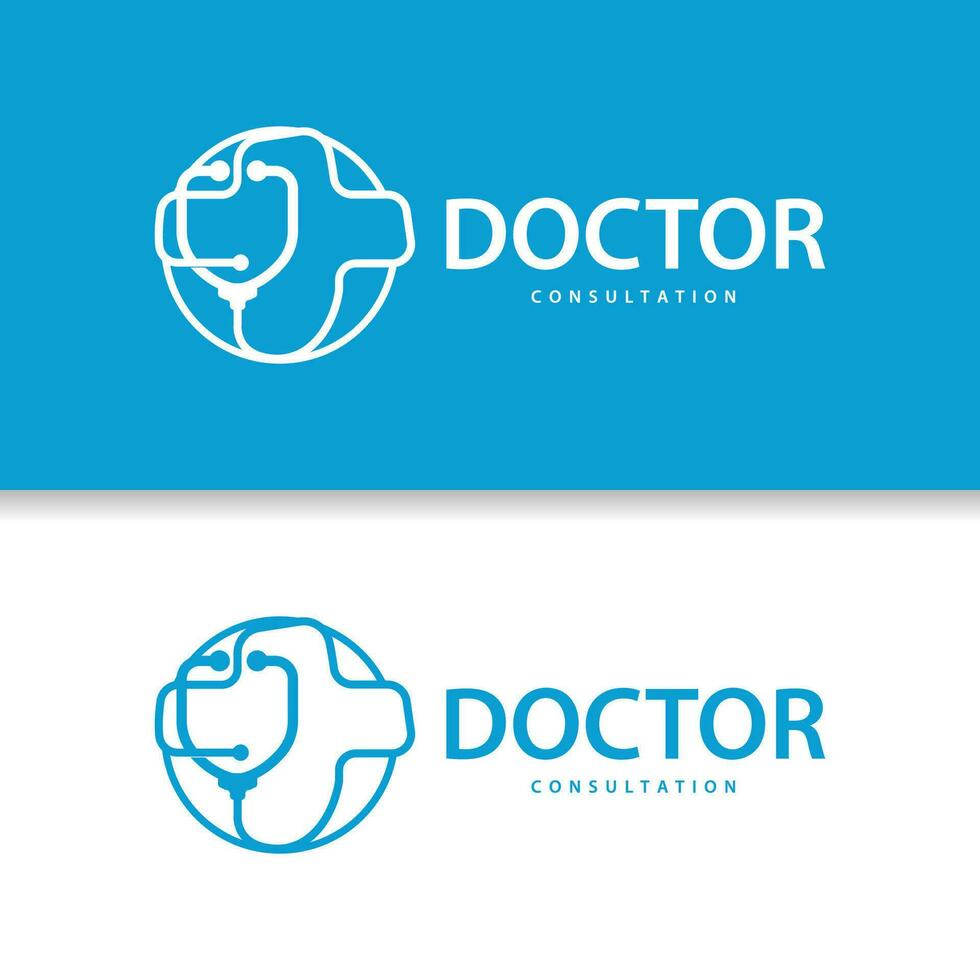 Stethoscope Logo, Simple Line Model Health Care Logo Design for Business Brands, Illustration Templet vector