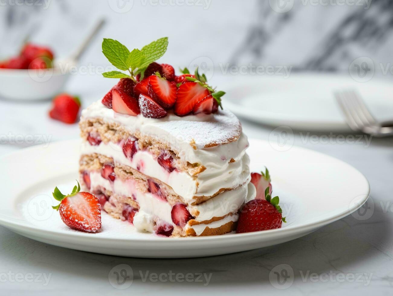 Photography of Strawberry Icebox Cake Recipe - AI Generative photo