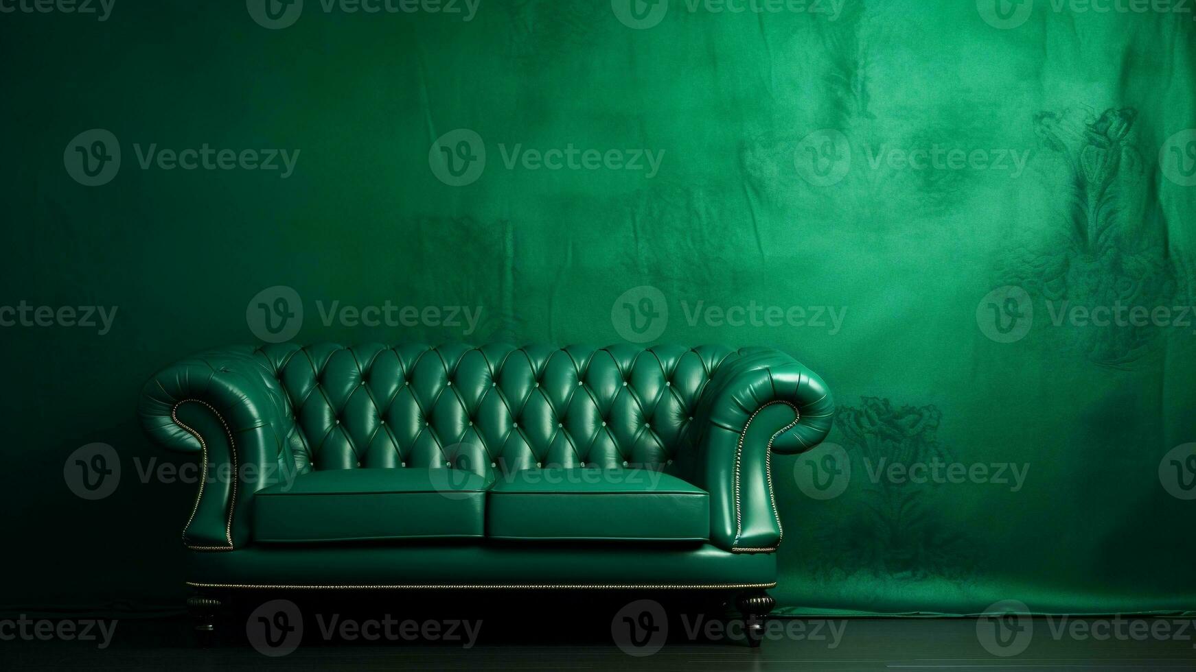 lujo en un verde habitación relajarse en tranquilo elegancia, ai generativo foto