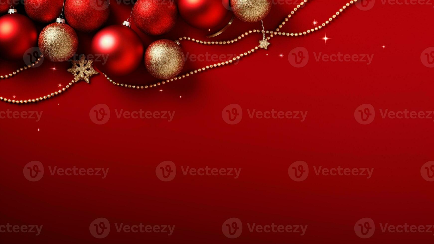 Joyful Christmas Red Background with Ample Copy Space, AI Generative photo