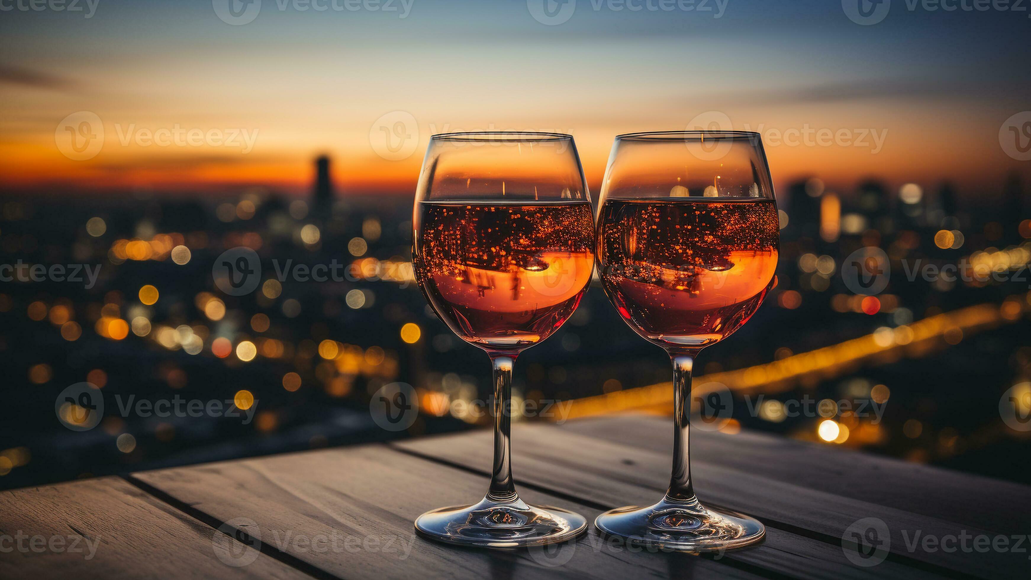 New Year's Eve Champagne Toast with Stunning City Skyline, AI