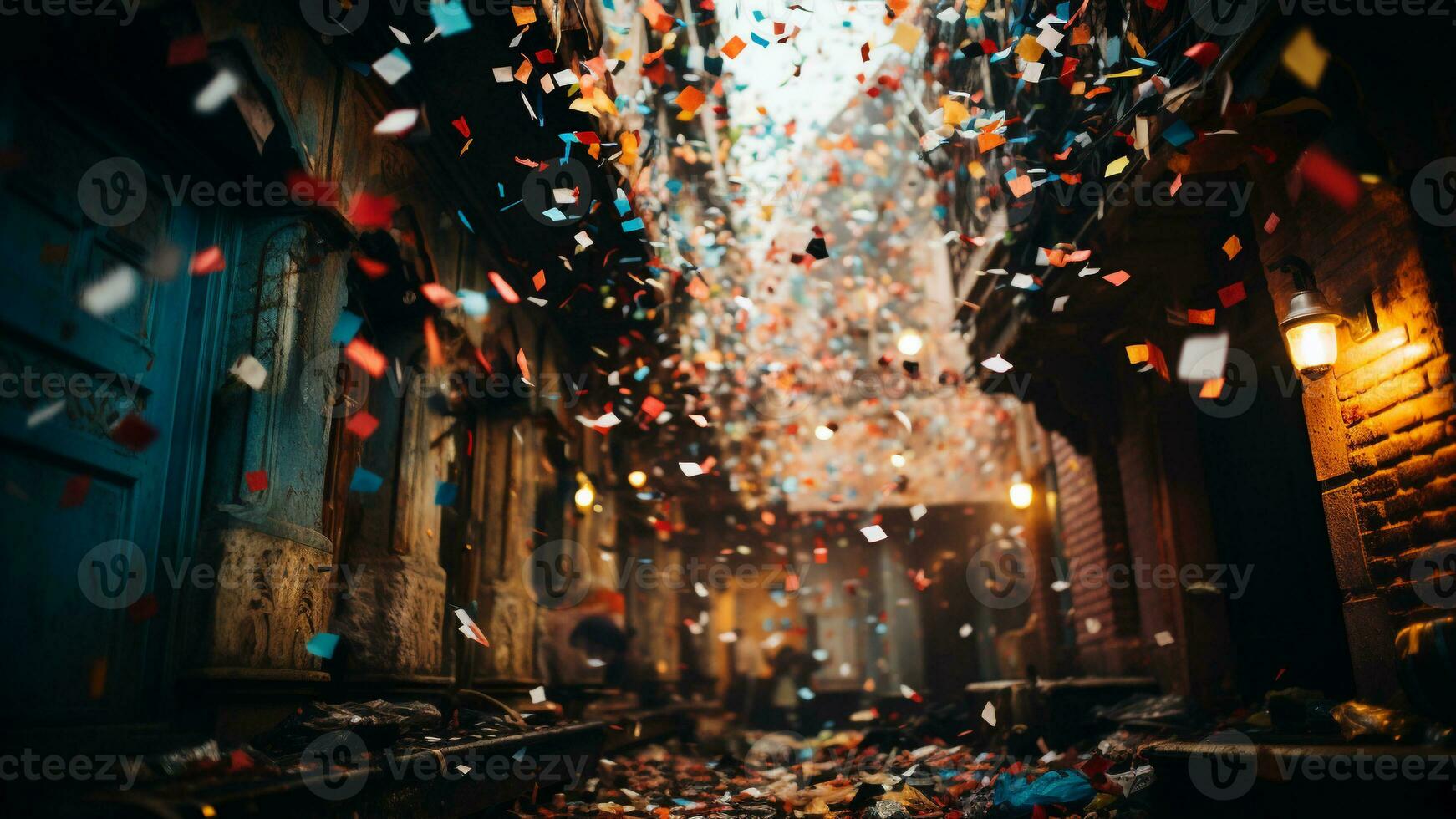 the Magic Vibrant Confetti Blast at Our New Year's Eve Event, AI Generative photo