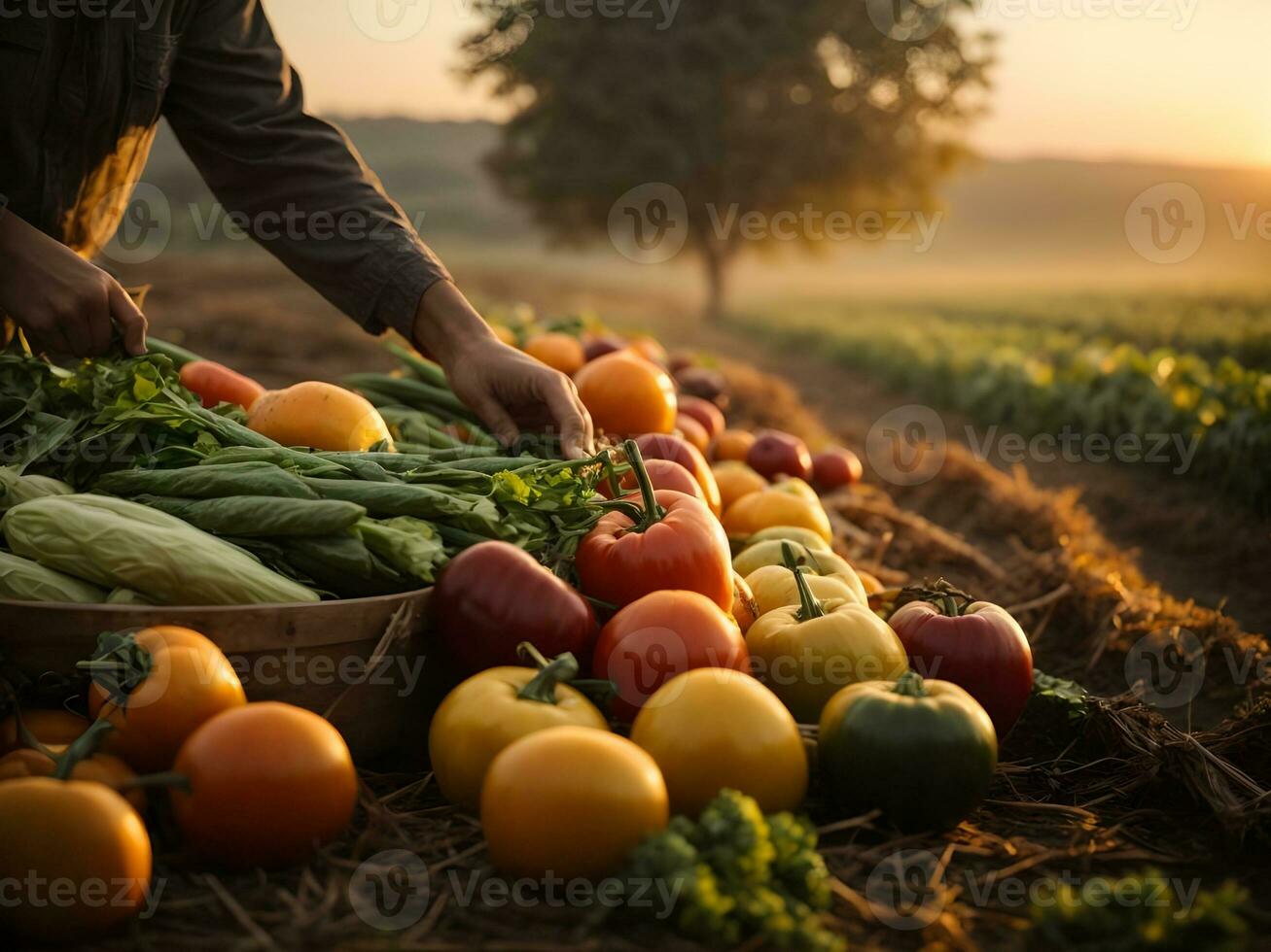 orgánico hidropónico vegetal granja en el mañana, valores foto