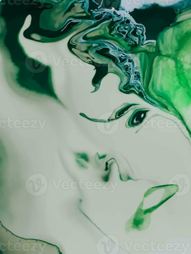 Watercolor abstract green stain photo