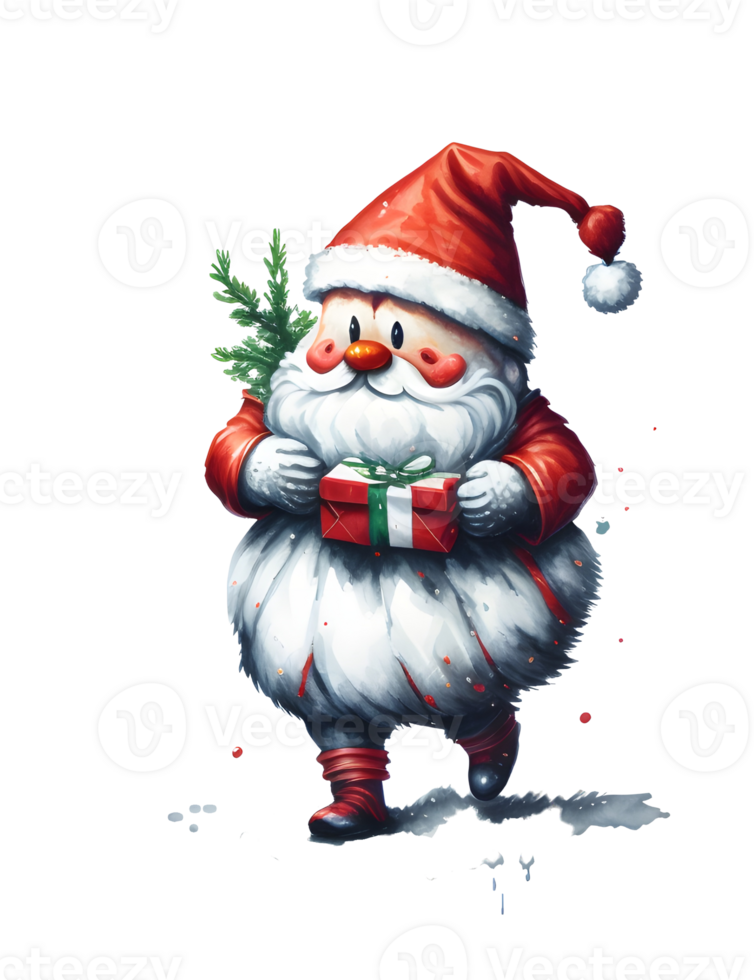 Santa claus with gift box, AI Generative png