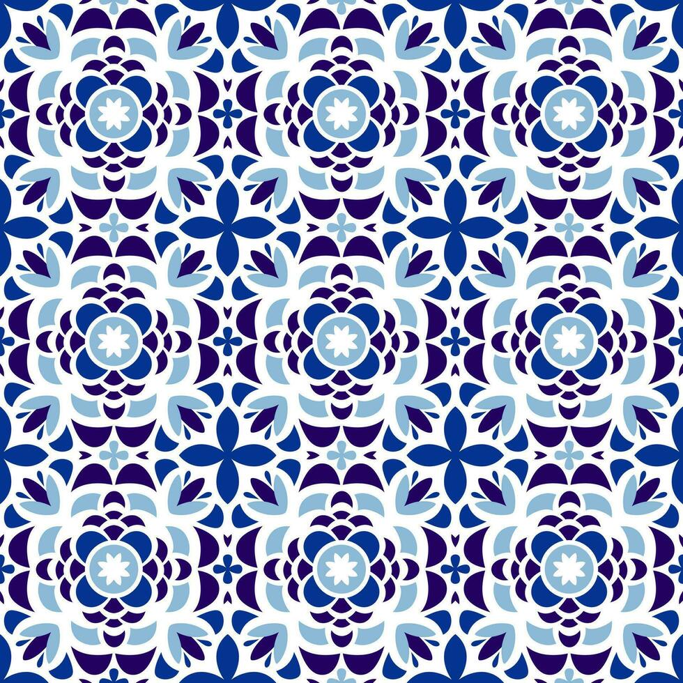 Mediterranean traditional pattern, Spanish Majolica ceramic mosaic and Portuguese tile decoration vector