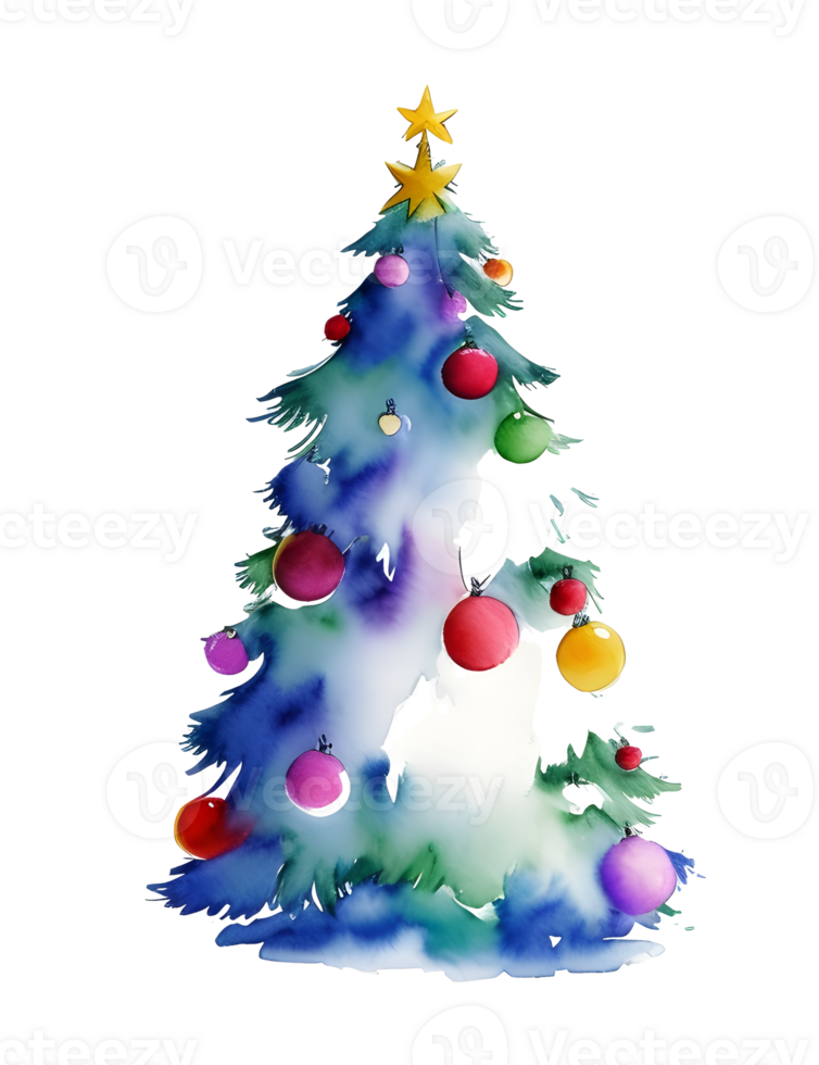 Watercolor abstract christmas tree clip art, AI Generative png