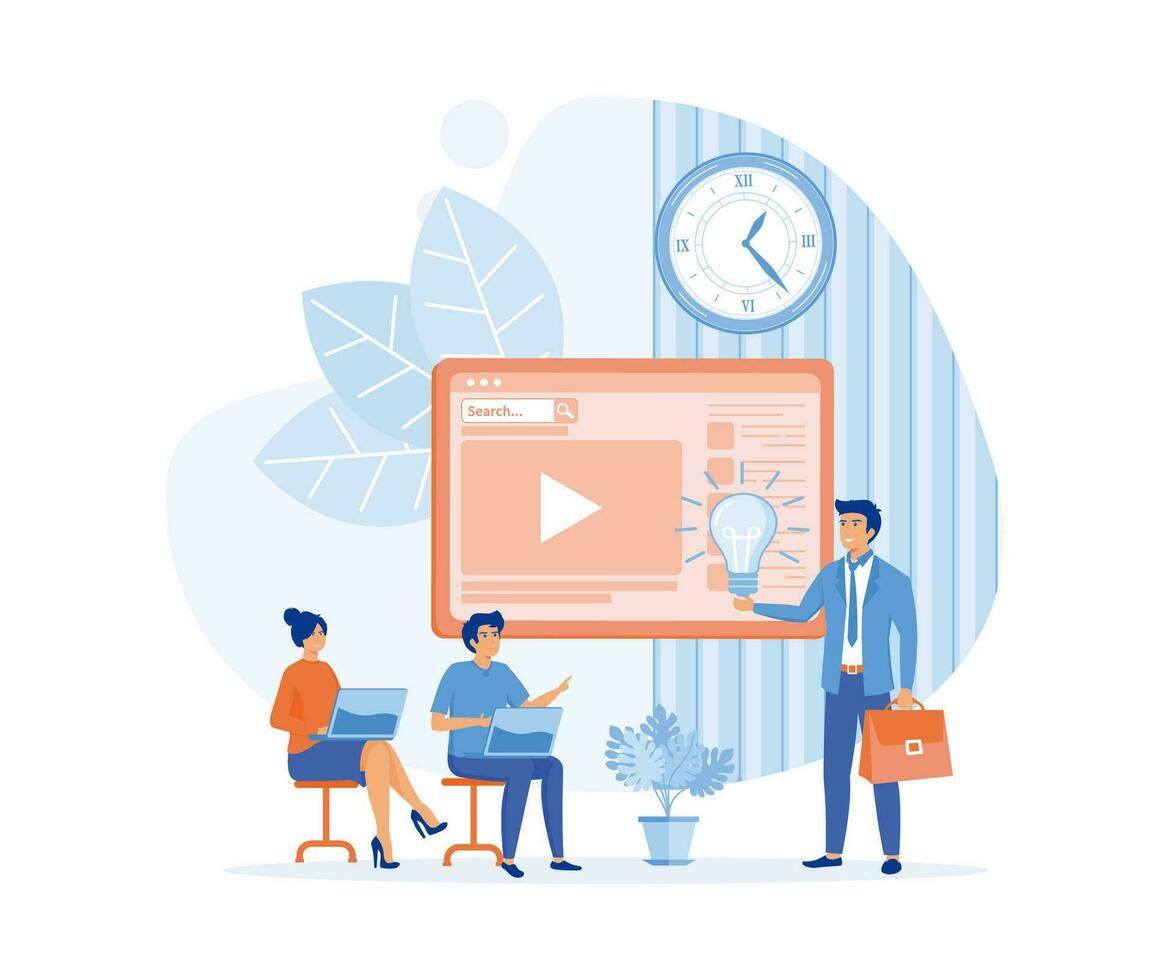 Professional training, education, video tutorial, online business courses, Expertise, skill development. flat vector modern illustration