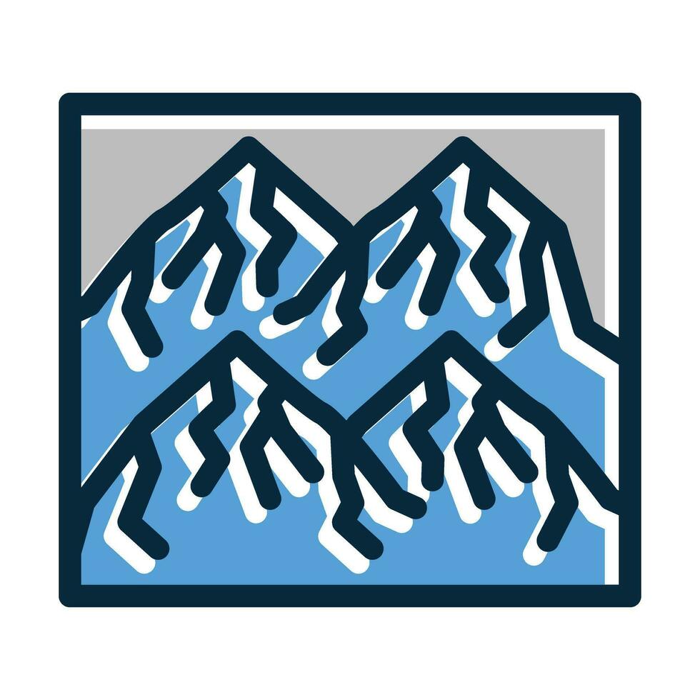 Hill Map Vector Thick Line Filled Dark Colors
