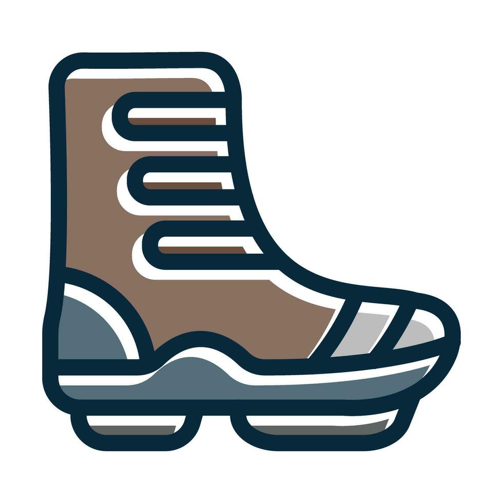 Boot Vector Thick Line Filled Dark Colors