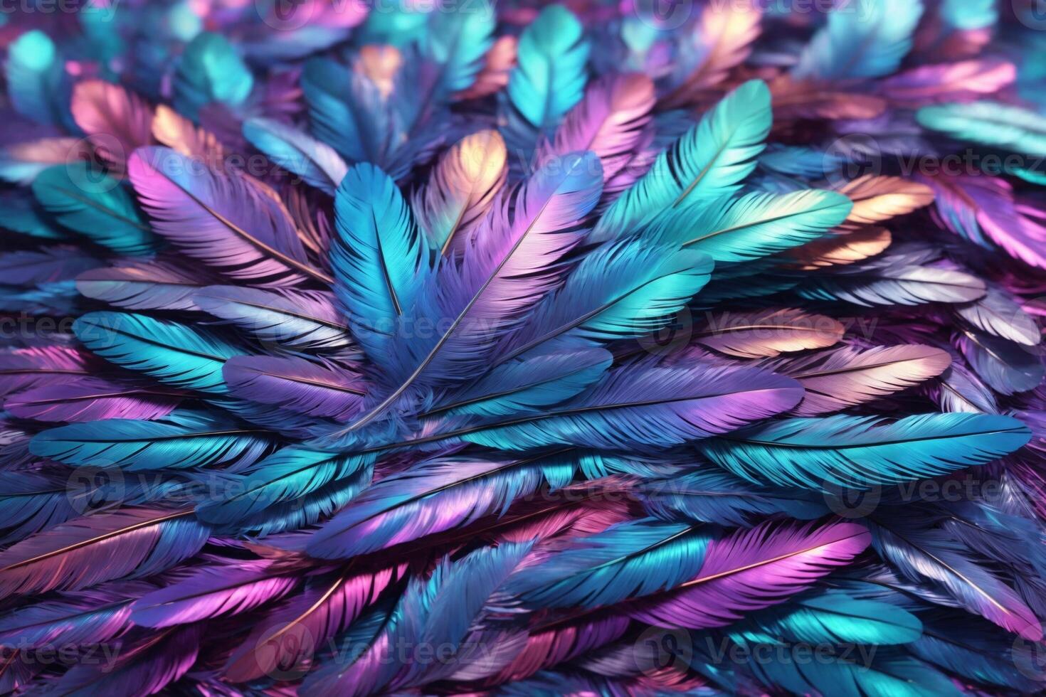 Holographic Feather Background, Iridescent Feather Wallpaper