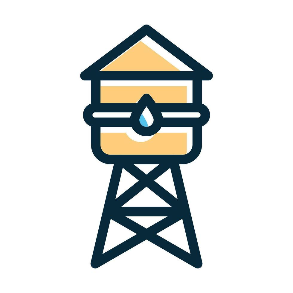 Water Tower Vector Thick Line Filled Dark Colors
