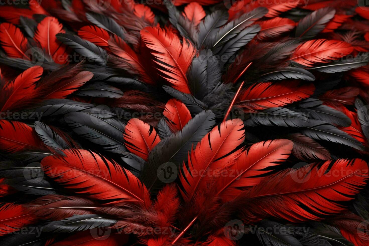 rojo y negro pluma fondo, vistoso pluma fondo de pantalla, plumas fondo, mullido pluma textura, pluma patrón, pluma textura, piel textura, ai generativo foto