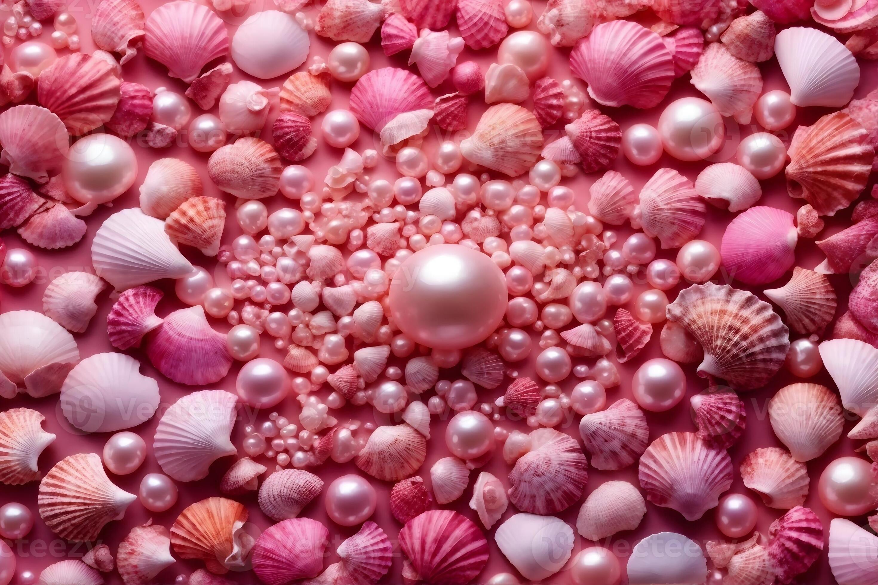 Pink Seashells Wallpaper, Pink Pearl and Seashell Background, Pearl