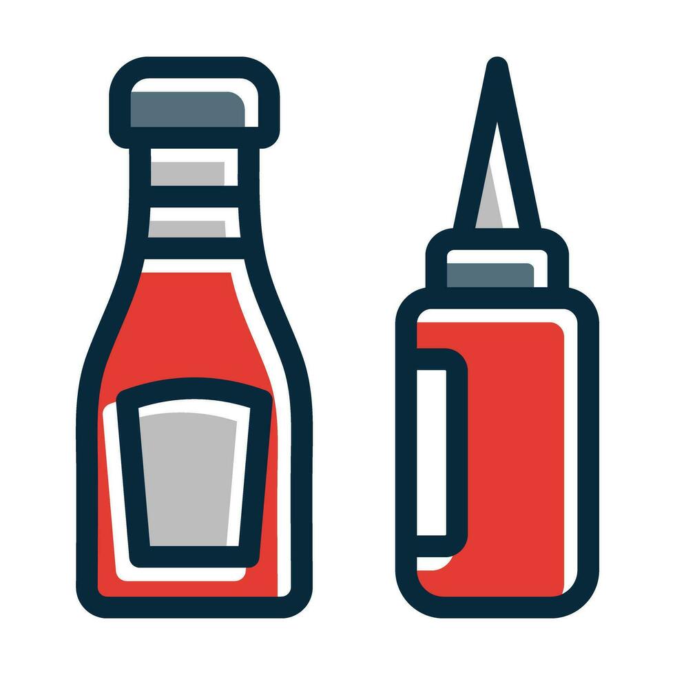 Ketchup Vector Thick Line Filled Dark Colors