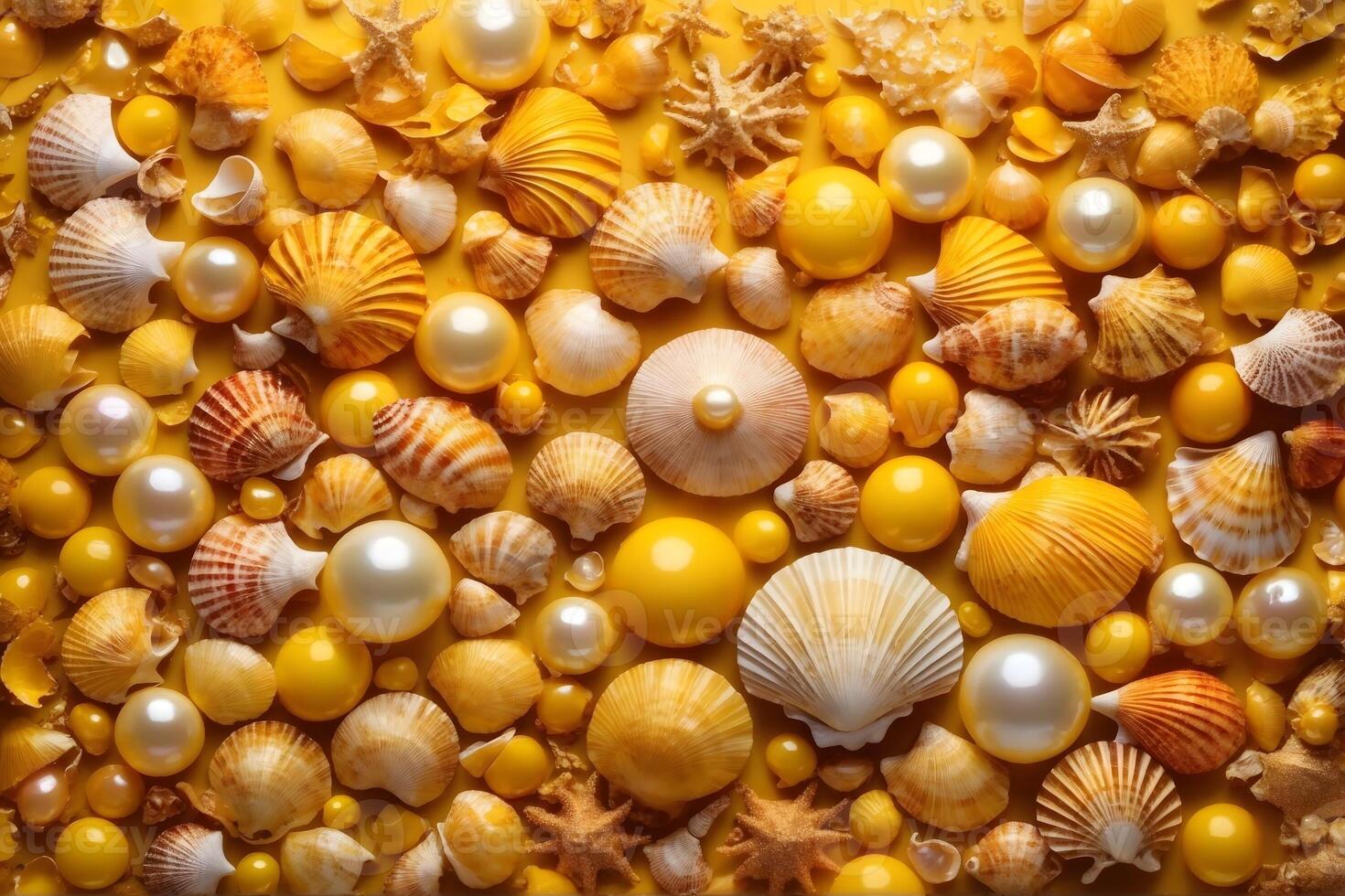 Yellow Pearl Seashell Background, shell Background, Pearl Wallpaper, AI