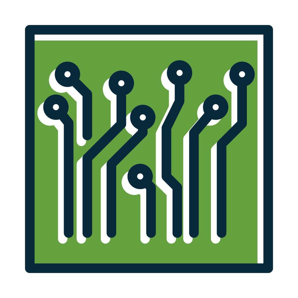 Circuit Vector Thick Line Filled Dark Colors