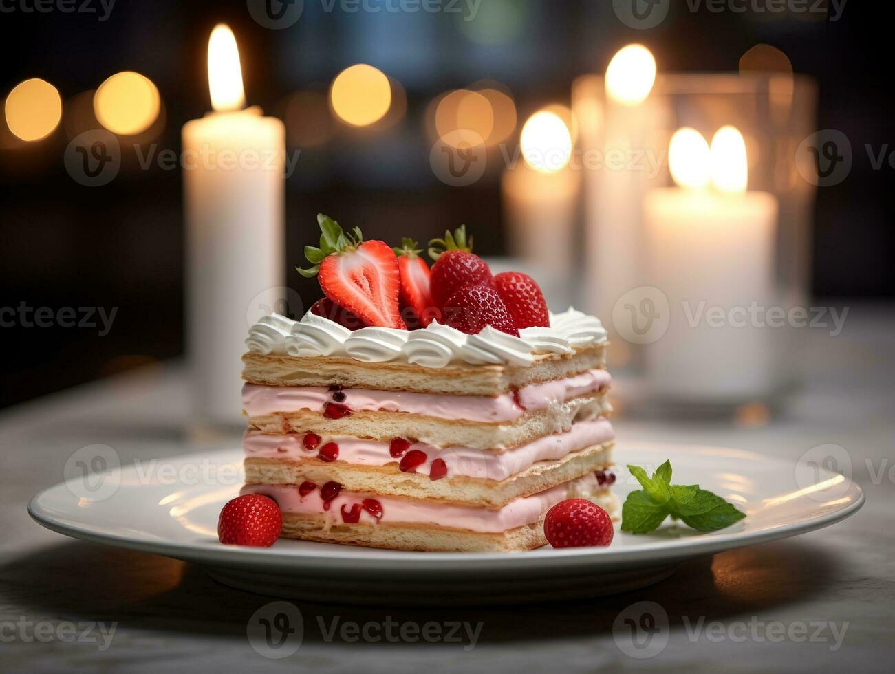 Photography of Strawberry Icebox Cake Recipe - AI Generative photo