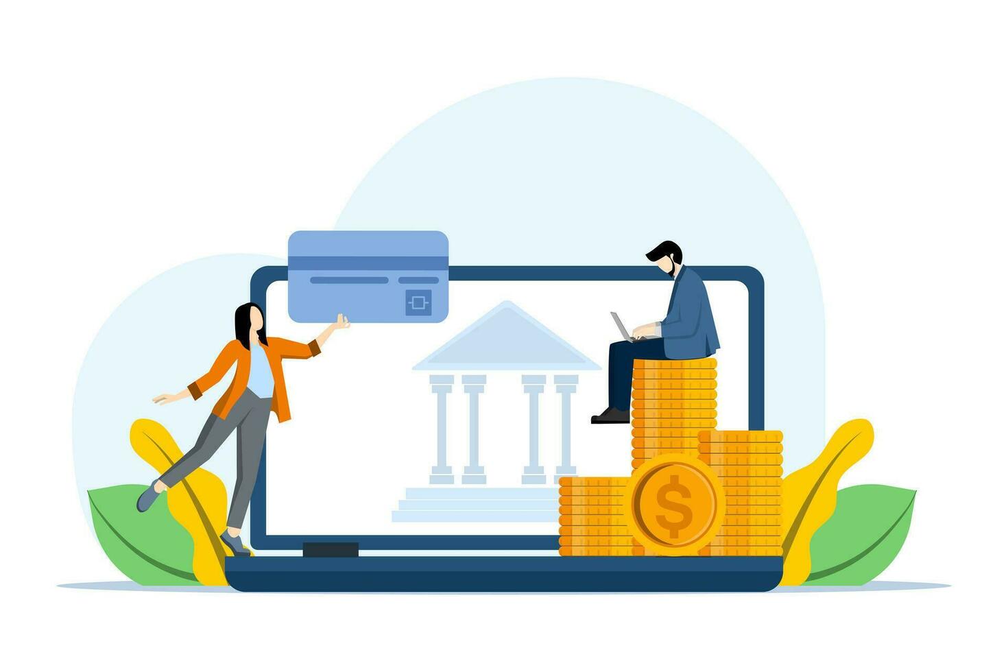 Concept of mobile banking, online payment, online mobile banking. electronic bill payment. Transaction security. credit card, electronic wallet, e-commerce, transaction, purchase, vector illustration.
