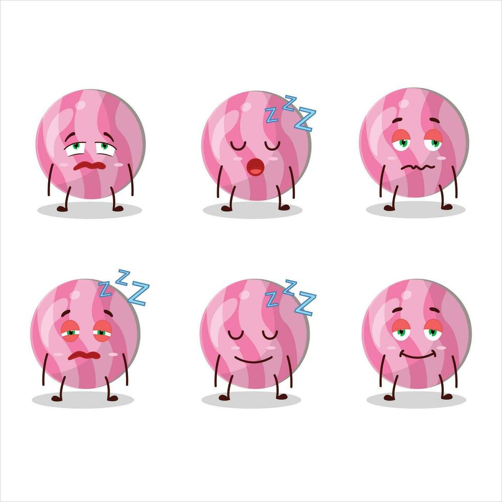 dibujos animados personaje de rosado caramelo con soñoliento expresión vector