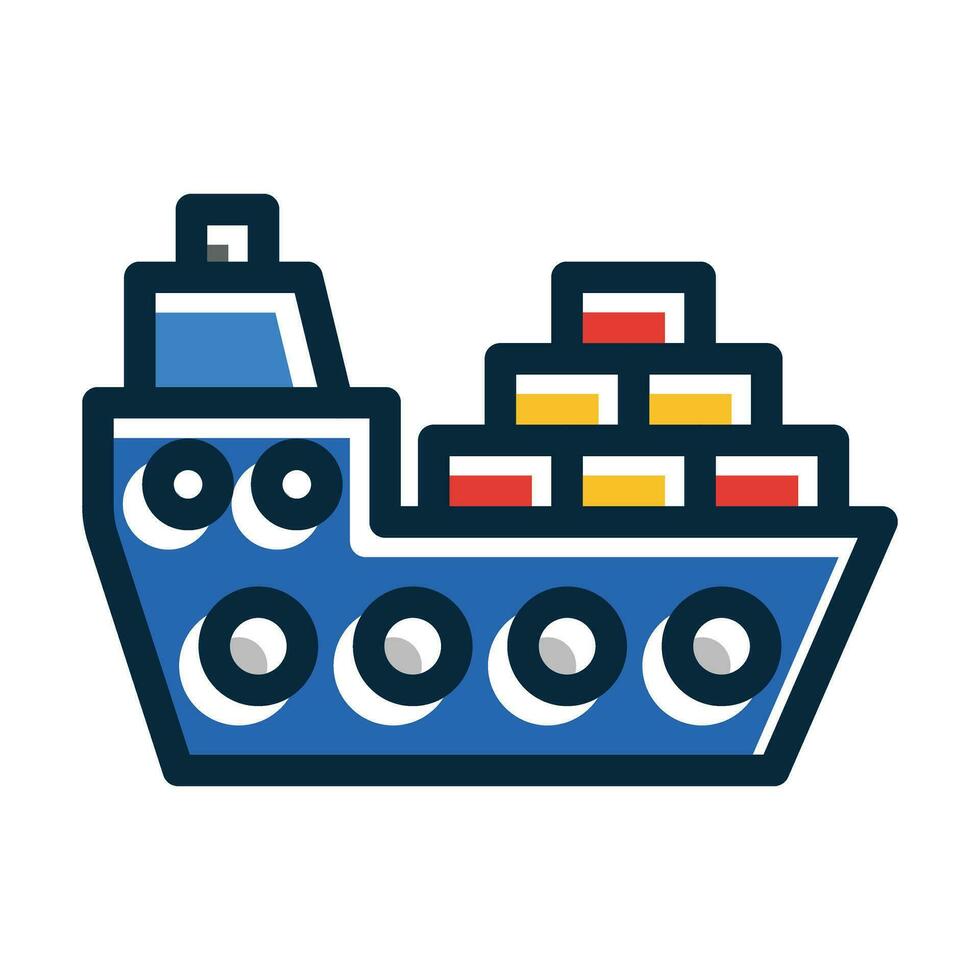 Cargo Vector Thick Line Filled Dark Colors