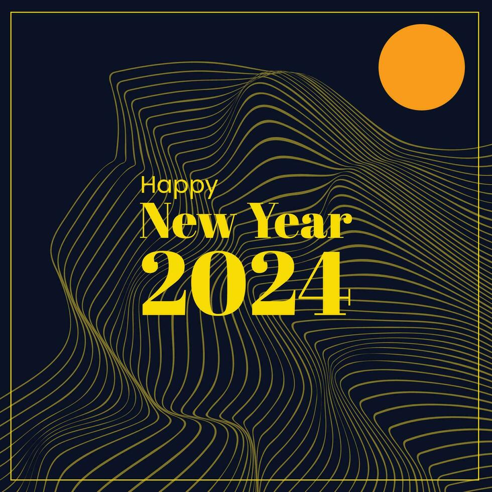 Happy New Year 2024 Retro Style Futuristic Background Abstract vector