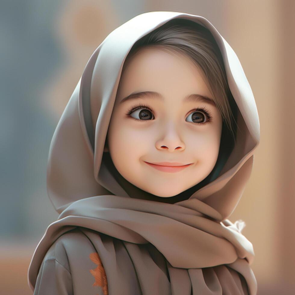 Beautiful happy muslim kids smiling Ai Generated photo