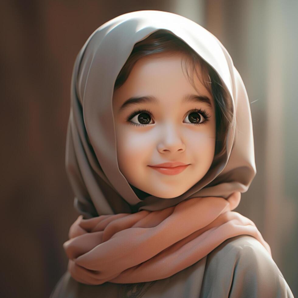 Beautiful happy muslim kids smiling Ai Generated photo