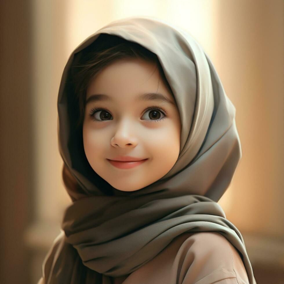 Beautiful happy muslim kids smiling Ai Generated photo