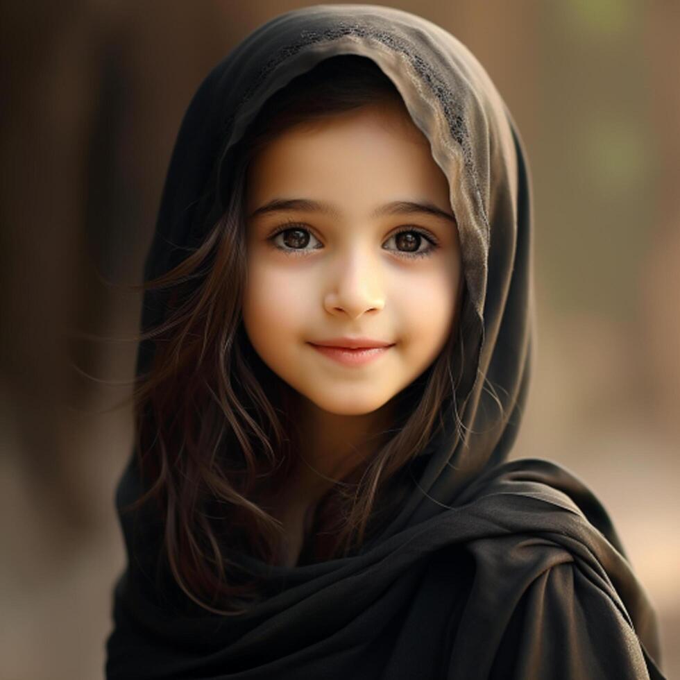 Beautiful happy muslim kids smiling Ai Generated photo