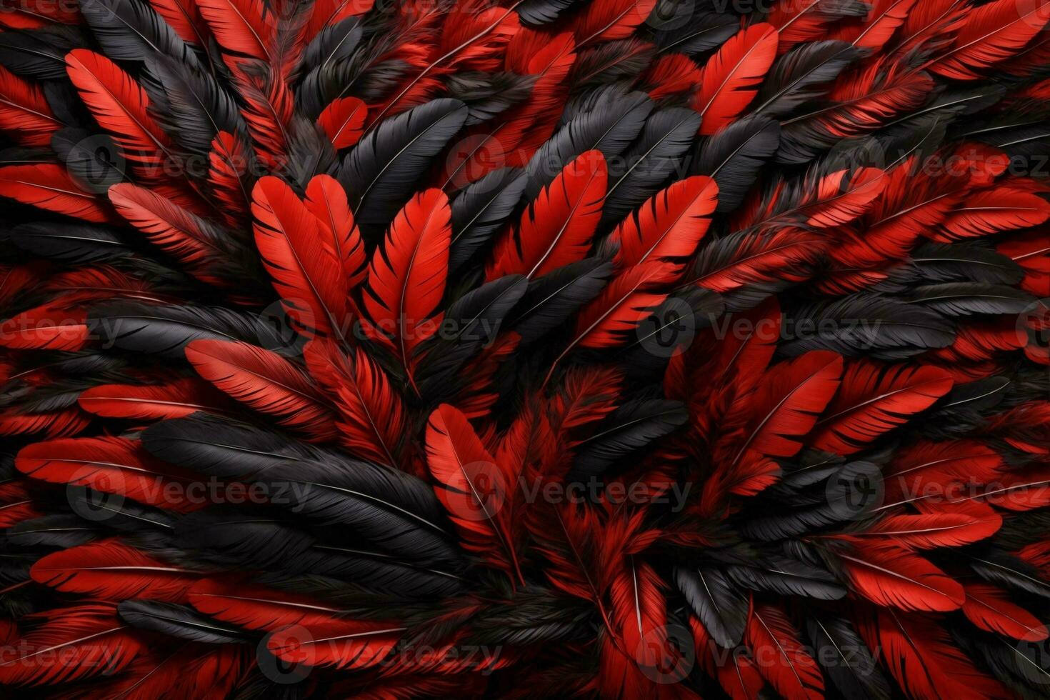 rojo y negro pluma fondo, vistoso pluma fondo de pantalla, plumas fondo, mullido pluma textura, pluma patrón, pluma textura, piel textura, ai generativo foto