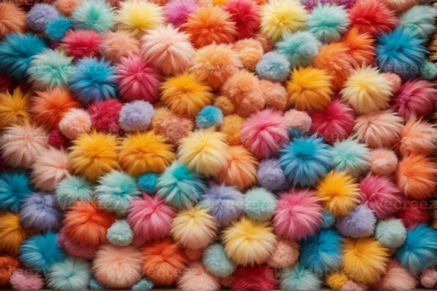 Rainbow Colorful Fluffy Fur Ball Texture Wallpaper, Colorful Fluffy Background, Fluffy Fur Background, Fur Texture Background, AI Generative photo