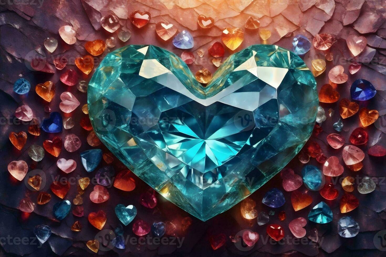 Crystal Heart Gemstone Background, Heart Gemstone Background, Crystal Heart, Crystal Heart Background, AI Generative photo