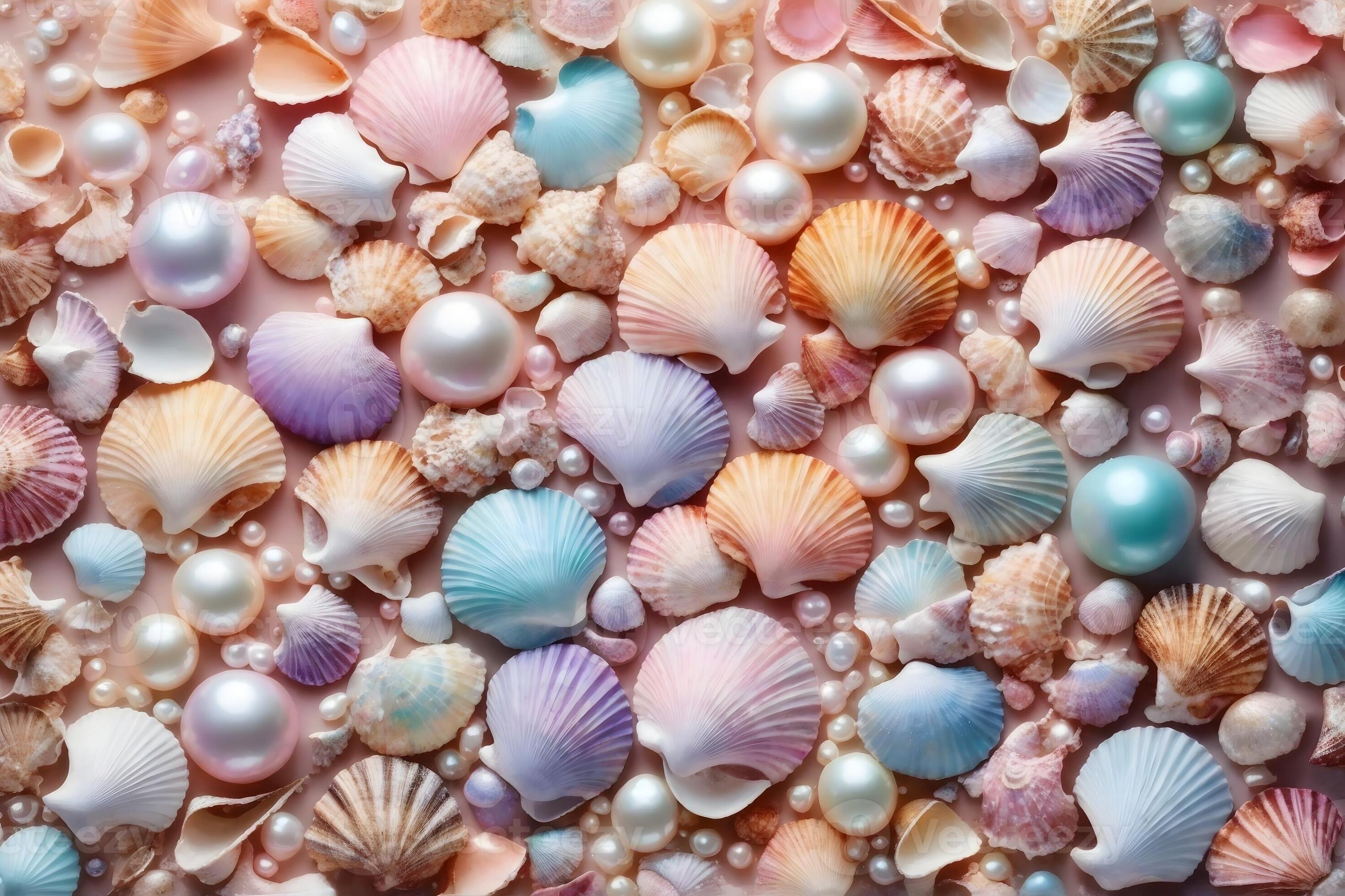 Pastel Seashells Wallpaper, Pastel Pearl and Seashell Background, Pearl