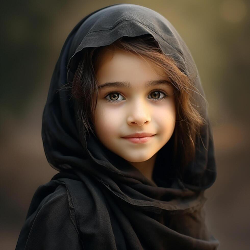 Beautiful happy muslim kids smiling Ai Generated photo