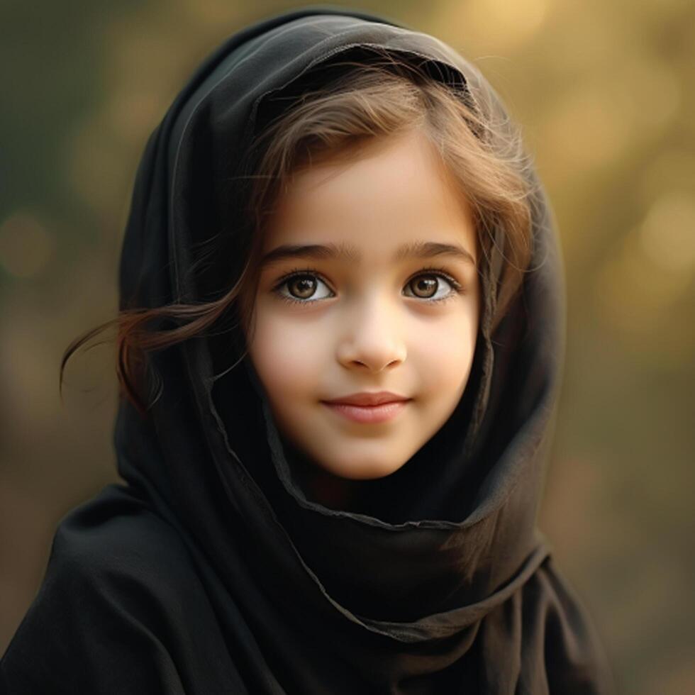 Beautiful happy muslim kids smiling Ai Generated photo