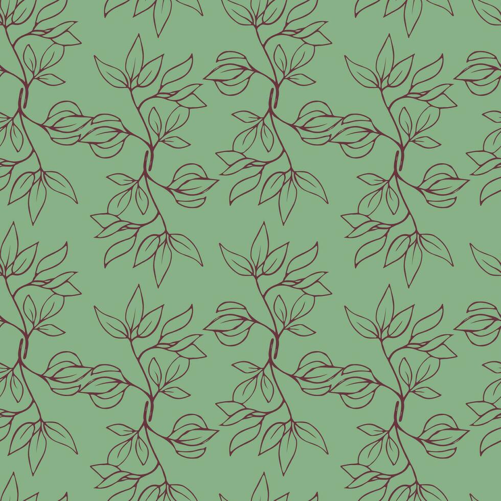 Vector seamless pattern with pomegranate branches and leaves. Wallpaper, background, paper or fabric print